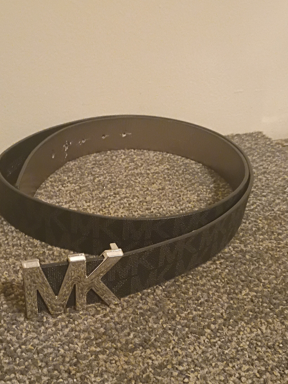 Michael Kors Women's Black Logo MK Buckle Belt